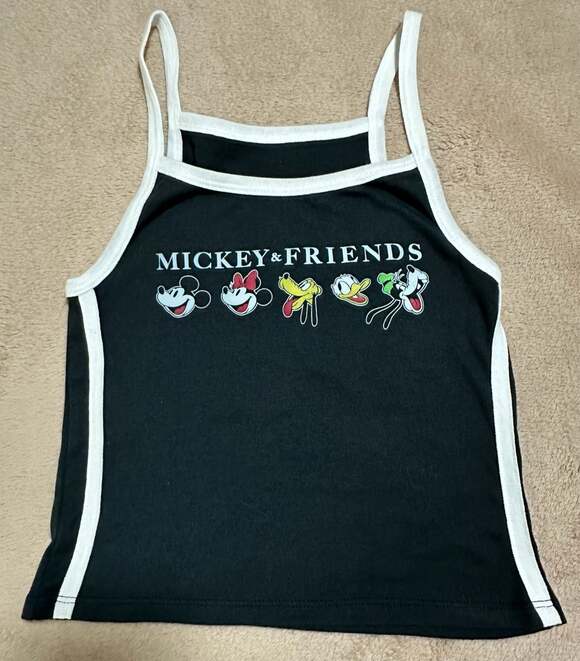 Disney Tops - Disney Mickey & Friends Graphic Ringer Crop Tank Top Black Size Small